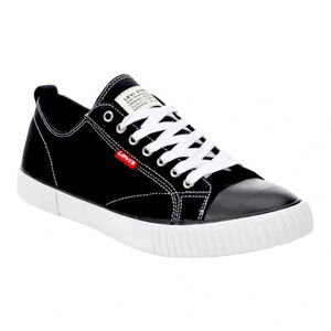 NEW MEN'S LEVI LEVIS ANIKIN BLACK AND‎ WHITE CANVAS RUBBER SNEAKERS SIZE 8.5